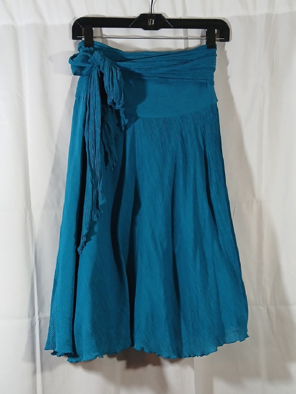Diane von Furstenberg Womens 10 Draped Wrap Beach Skirt Silk Blend Teal Blue